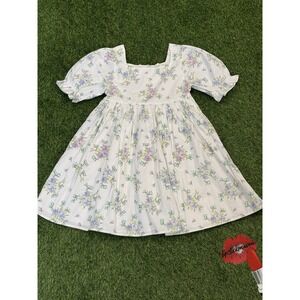Janie And Jack Dress Girls 7 White Floral Puff Sleeve Easter 24 JJ Easter 2 NWT